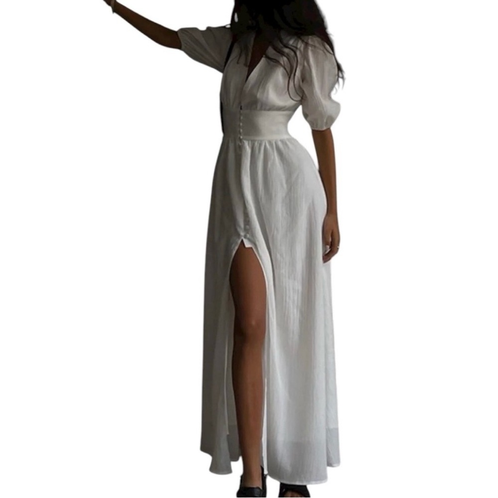 Commense White Button-Down Maxi Dress - Picture 2 of 11